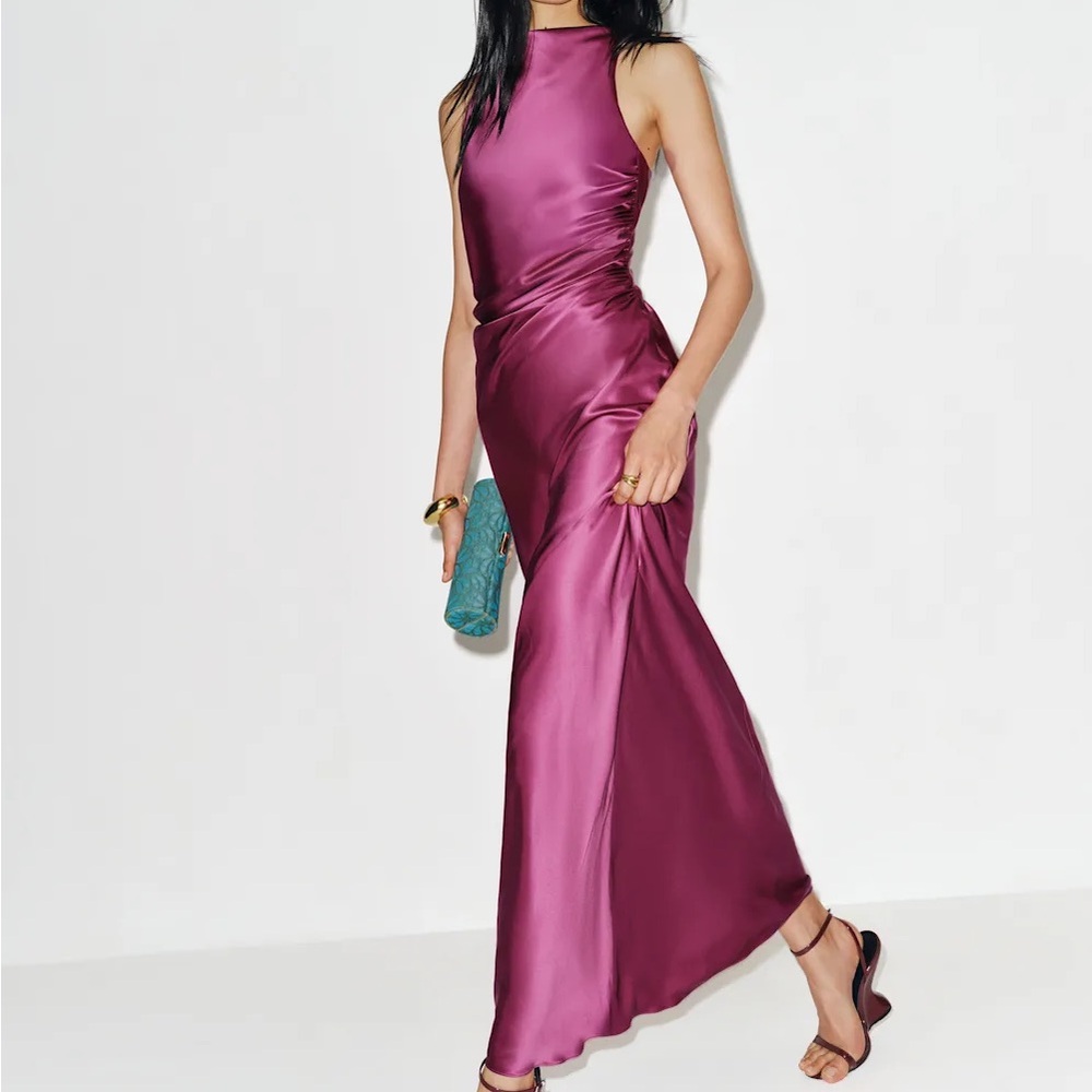 Reformation Anaiis Silk Dress - Magenta